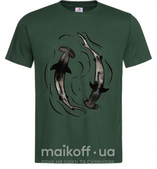 Мужская футболка Swimming sharks Темно-зеленый фото