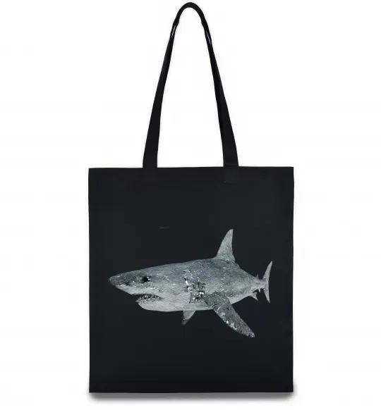 Еко-сумка 3D shark Чорний фото