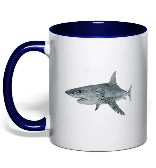 Чашка с цветной ручкой 3D shark Глубокий темно-синий фото