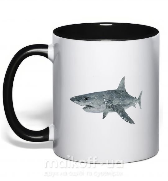 Чашка с цветной ручкой 3D shark Черный фото