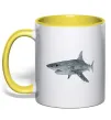 Чашка з кольоровою ручкою 3D shark Лимонний фото