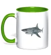 Чашка з кольоровою ручкою 3D shark Лаймовий фото