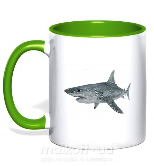 Чашка с цветной ручкой 3D shark Зеленый фото
