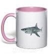 Чашка з кольоровою ручкою 3D shark Ніжно рожевий фото