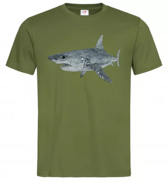 Мужская футболка 3D shark Оливковый фото
