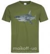 Мужская футболка 3D shark Оливковый фото