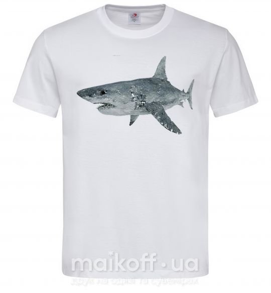Чоловіча футболка 3D shark Білий фото