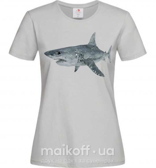 Женская футболка 3D shark Серый фото