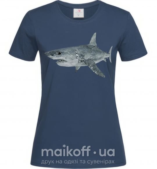 Жіноча футболка 3D shark Темно-синій фото