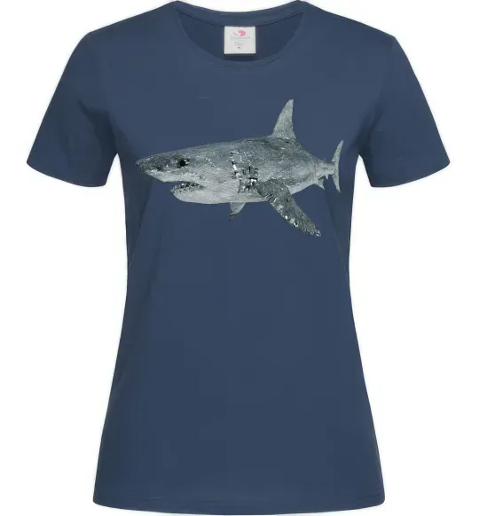 Жіноча футболка 3D shark Темно-синій фото