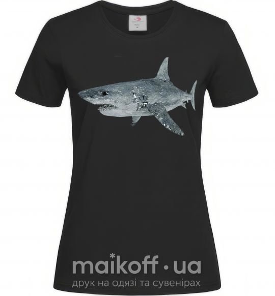 Женская футболка 3D shark Черный фото