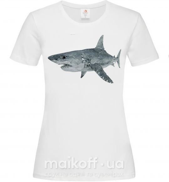 Жіноча футболка 3D shark Білий фото