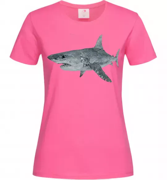 Жіноча футболка 3D shark Яскраво-рожевий фото