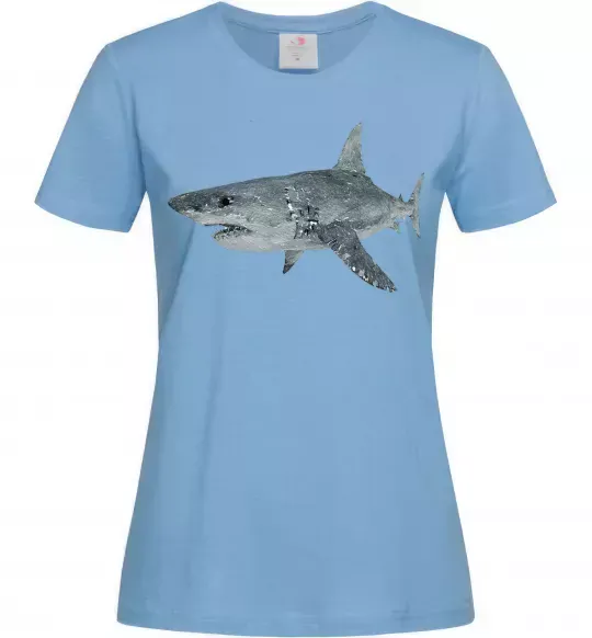 Жіноча футболка 3D shark Блакитний фото