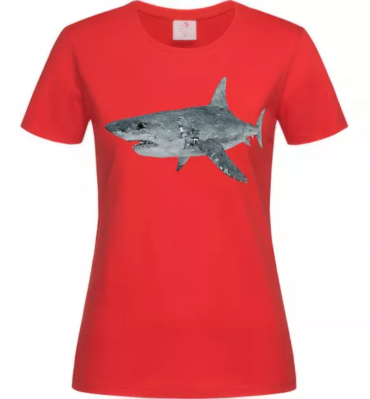 Жіноча футболка 3D shark Червоний фото