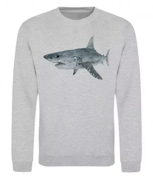 Світшот 3D shark Сірий меланж фото