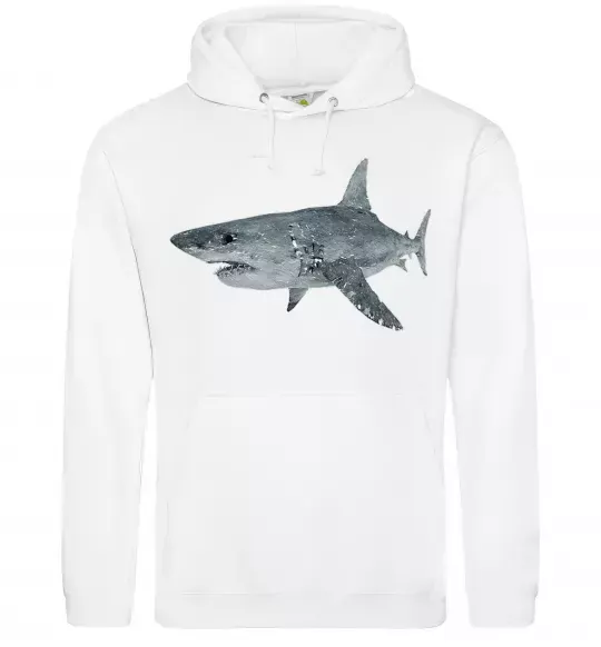 Мужская толстовка (худи) 3D shark Белый фото