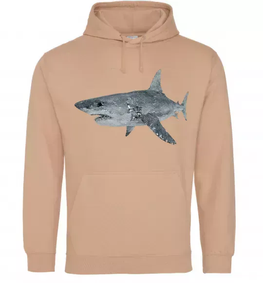 Мужская толстовка (худи) 3D shark Песочный фото