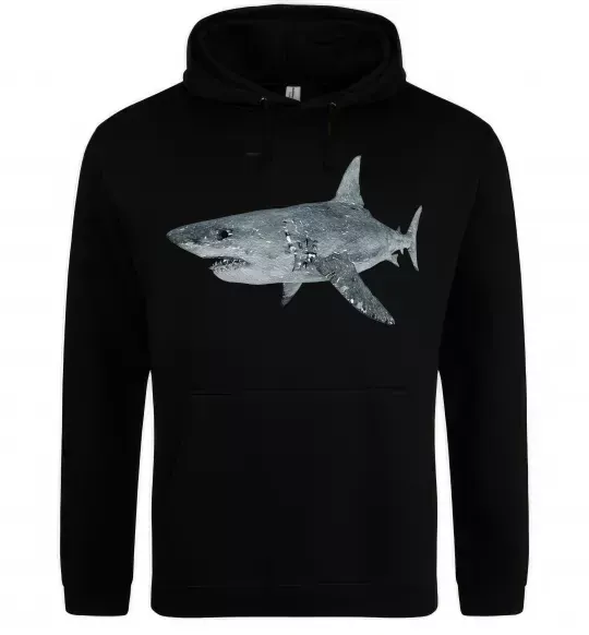 Женская толстовка (худи) 3D shark Черный фото