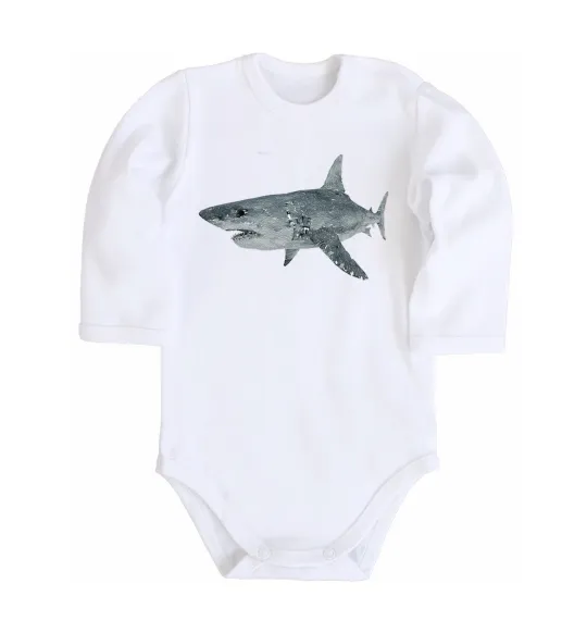 Дитячий бодік 3D shark Білий фото