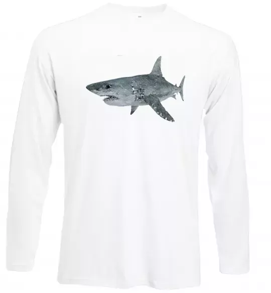 Лонгслив 3D shark Белый фото