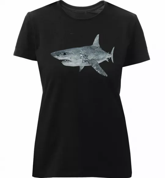 Жіноча преміум футболка 3D shark Чорний фото