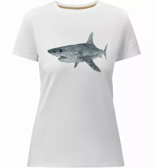 Жіноча преміум футболка 3D shark Білий фото