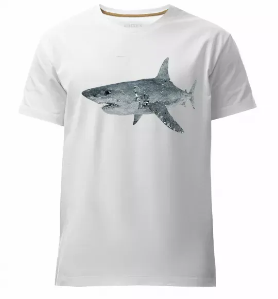 Чоловіча преміум футболка 3D shark Білий фото