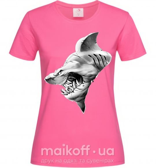 Жіноча футболка Shark face Яскраво-рожевий фото