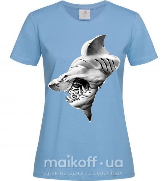 Жіноча футболка Shark face Блакитний фото