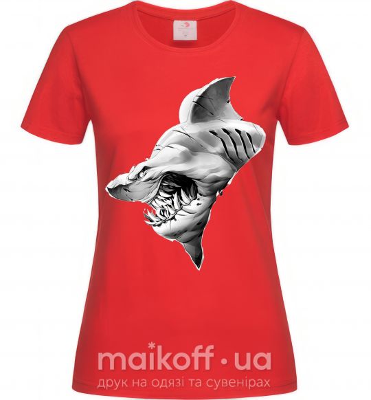 Жіноча футболка Shark face Червоний фото