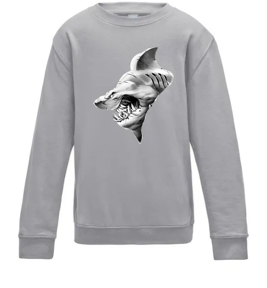 Детский Свитшот Shark face Серый меланж фото