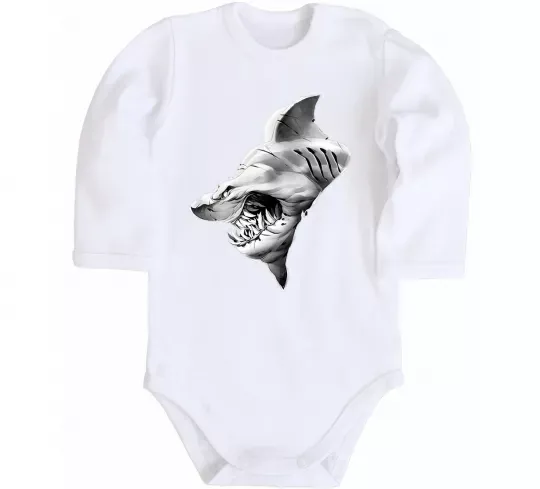 Дитячий бодік Shark face Білий фото