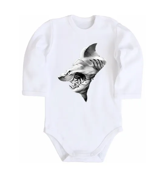 Дитячий бодік Shark face Білий фото