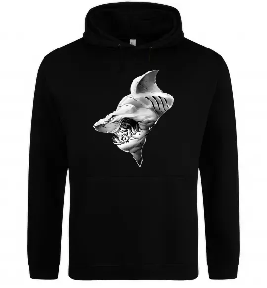 Мужская толстовка (худи) Shark face Черный фото