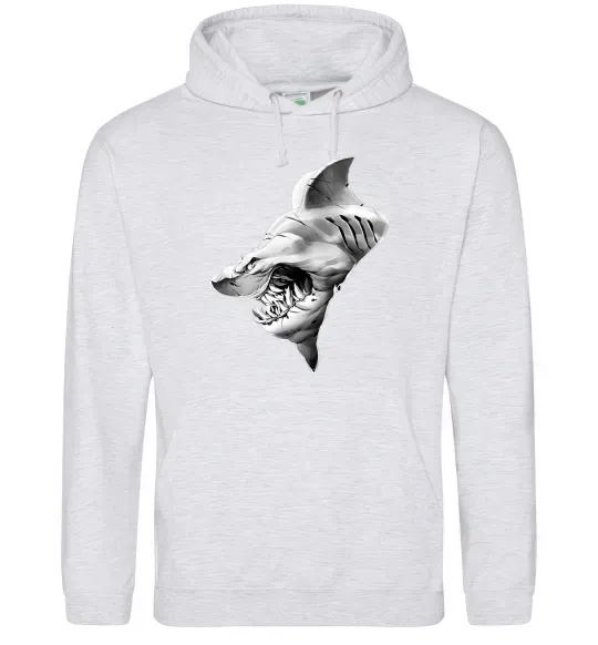 Женская толстовка (худи) Shark face Серый меланж фото