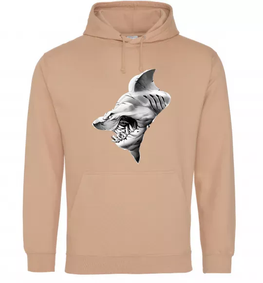 Женская толстовка (худи) Shark face Песочный фото