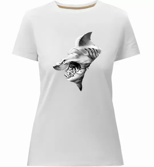 Жіноча преміум футболка Shark face Білий фото