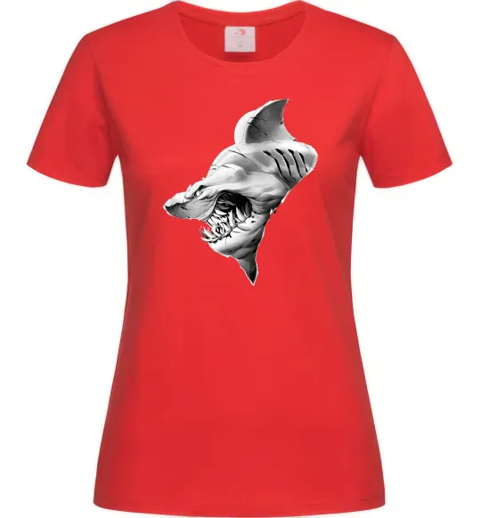 Женская футболка Shark face Красный фото