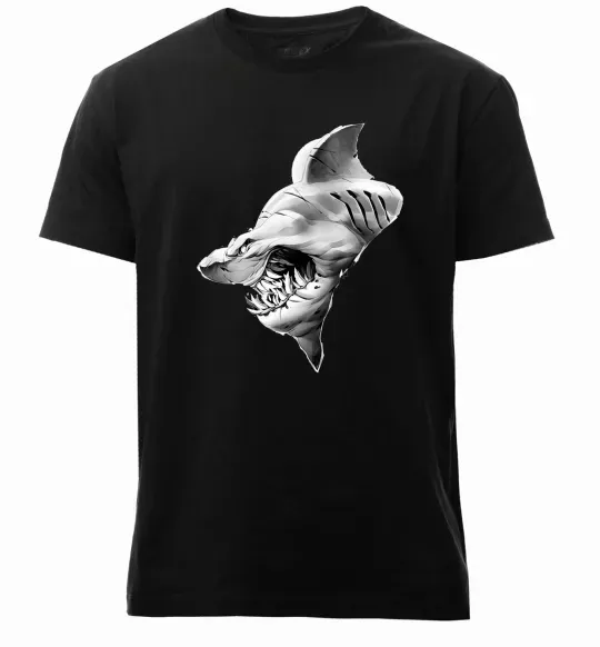 Мужская премиум футболка Shark face Черный фото