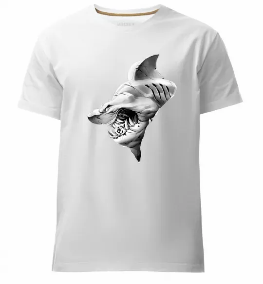 Мужская премиум футболка Shark face Белый фото