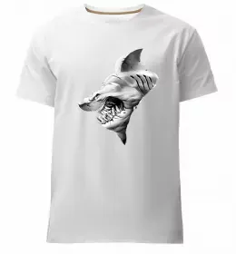 Чоловіча преміум футболка Smiling shark Білий фото