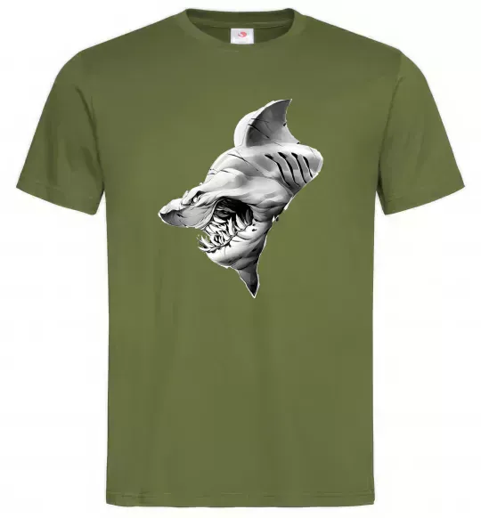 Чоловіча футболка Shark face Оливковий фото