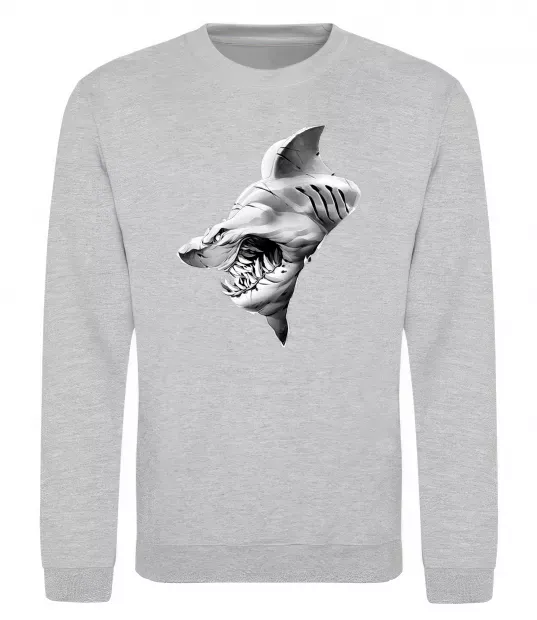 Свитшот Shark face Серый меланж фото