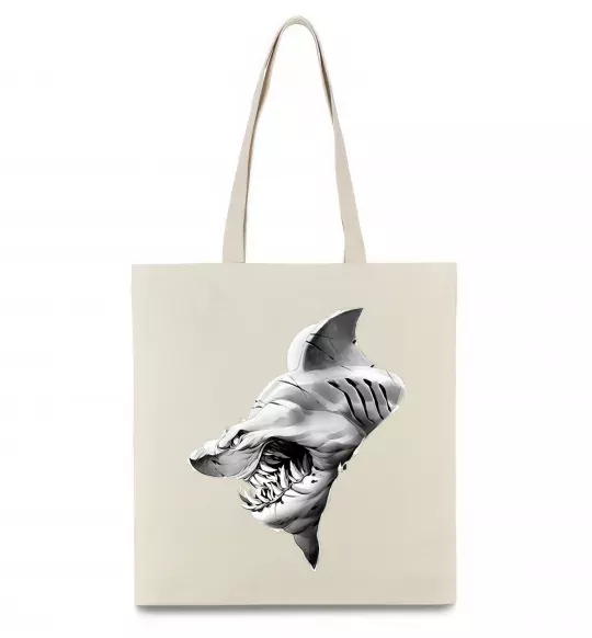 Эко-сумка Shark face Бежевый фото