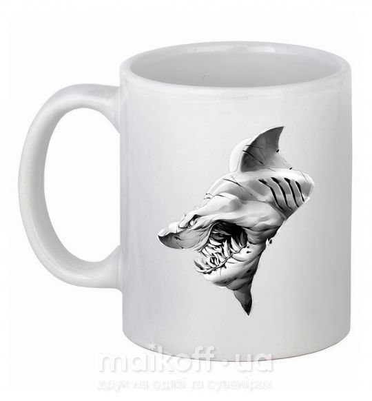 Чашка керамічна Shark face Білий фото