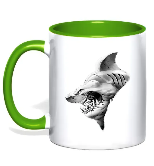 Чашка с цветной ручкой Shark face Лаймовый фото