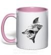 Чашка с цветной ручкой Shark face Нежно розовый фото
