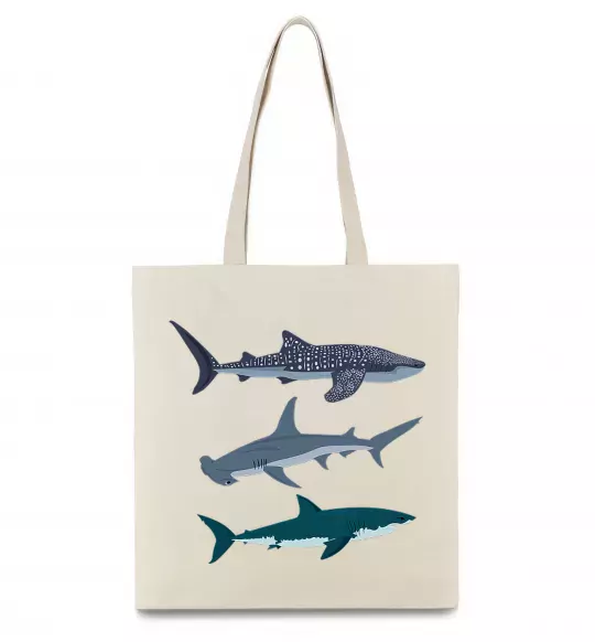 Еко-сумка Три акули Бежевий фото