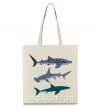 Еко-сумка Три акулы Бежевий фото